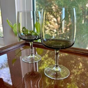 Vintage Holmegaard Mid-Century Modern Smokey Glass Water Goblets Set of 2